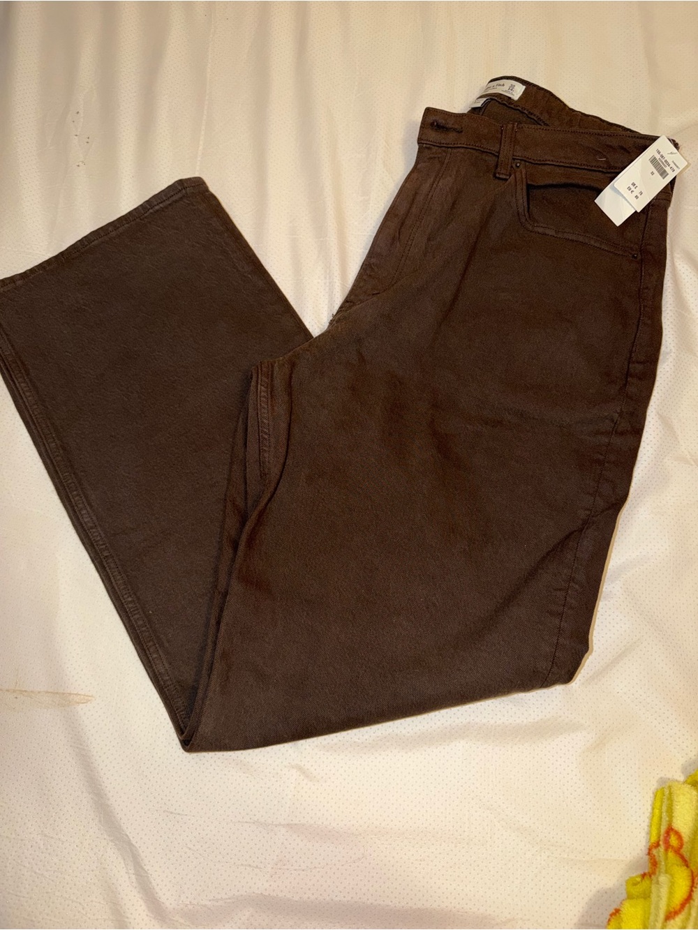 Abercrombie & Fitch Women's Straight Leg Corduroy Jeans in Dark Brown